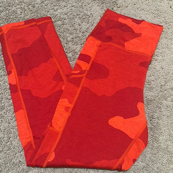 Vibrant Red and Orange Camouflage Leggings - Picture 1 of 1